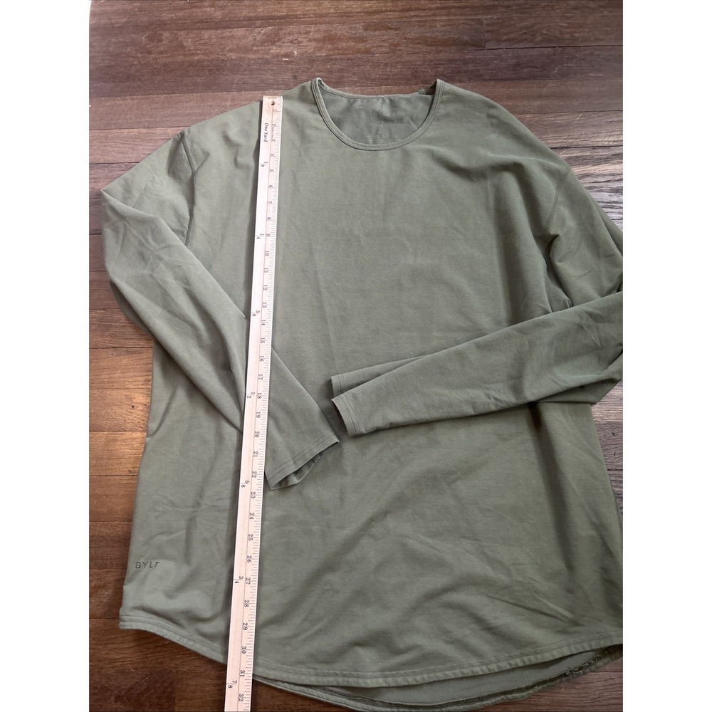 BYLT LUX Long Sleeve Shirt Mens 2XL Fawn Drop-Cut Curved Hem Stretch Crewneck
